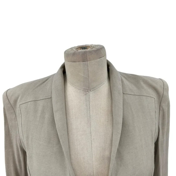 Helmut Lang Cropped Blazer Jacket in Aritfact Linen Blend Beige Size 2 - Picture 4 of 14